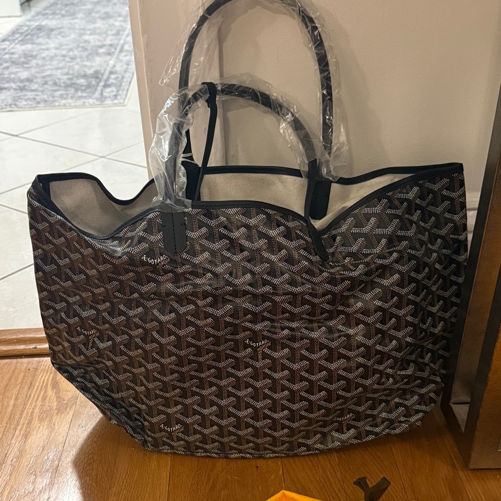 Goyard Black and Brown Chevron Tote